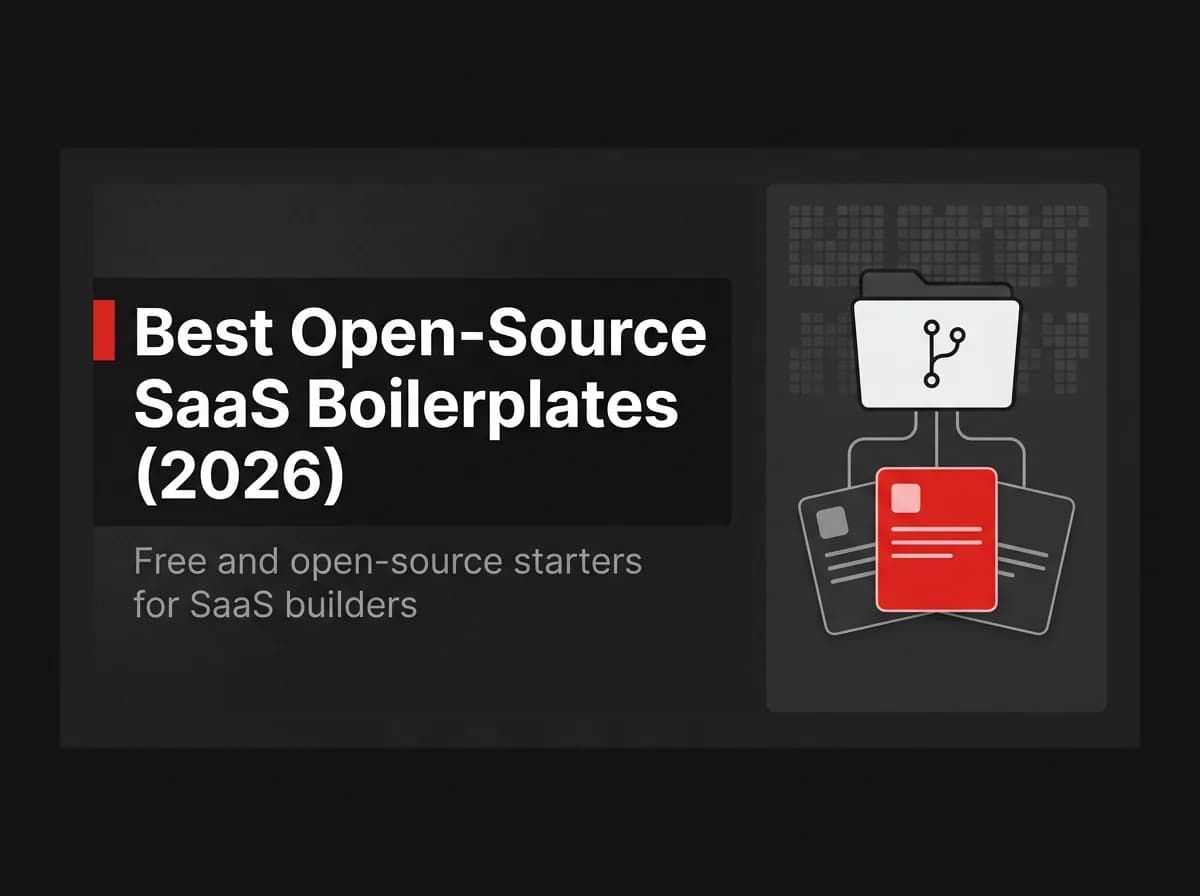 Open-source repository with branching boilerplate cards illustration.