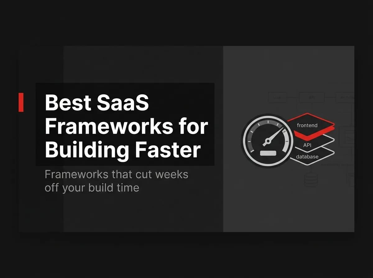 Speedometer and layered framework stack diagram illustration.