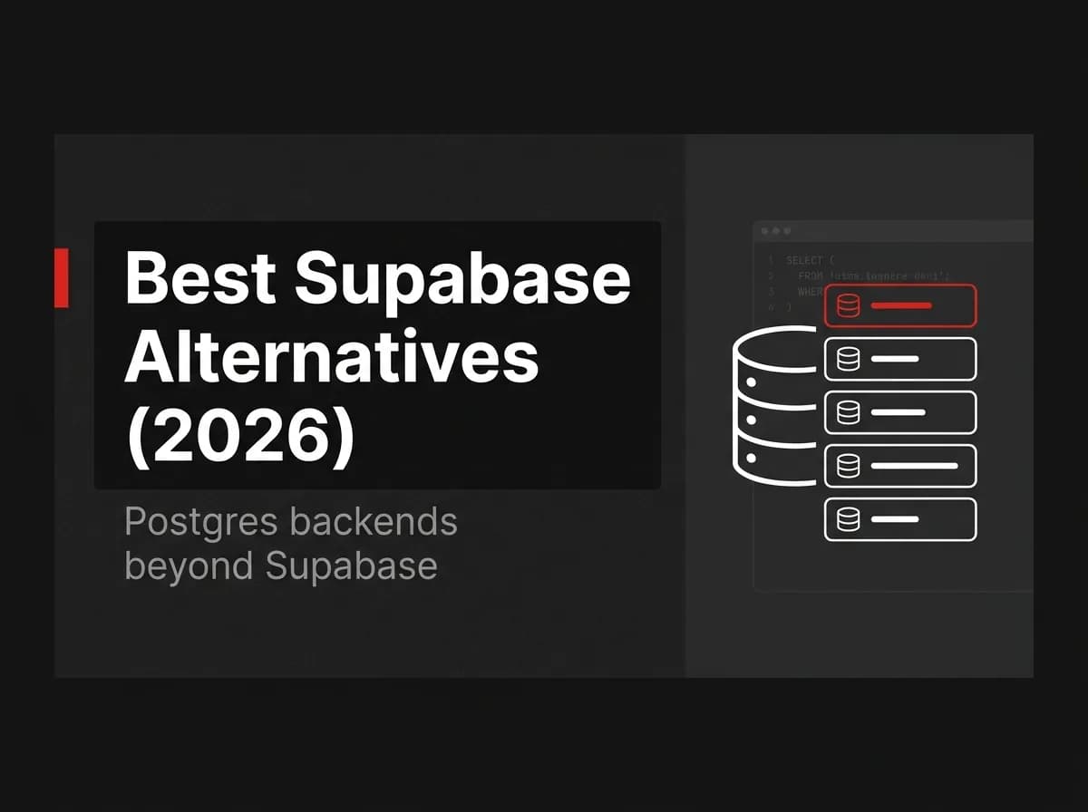 Database icon with alternative platform cards listed illustration.