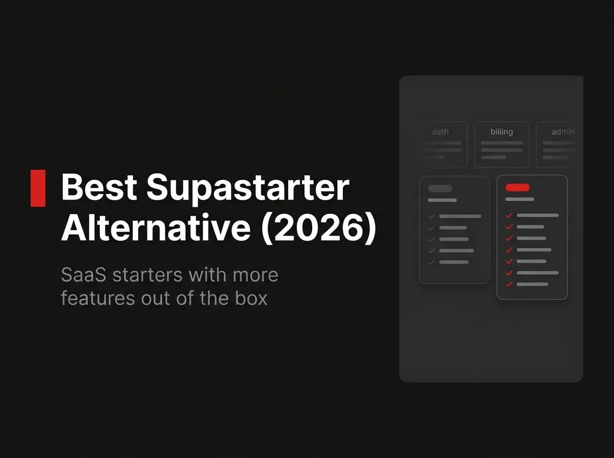 Feature checklist comparison of two SaaS starter kits illustration.