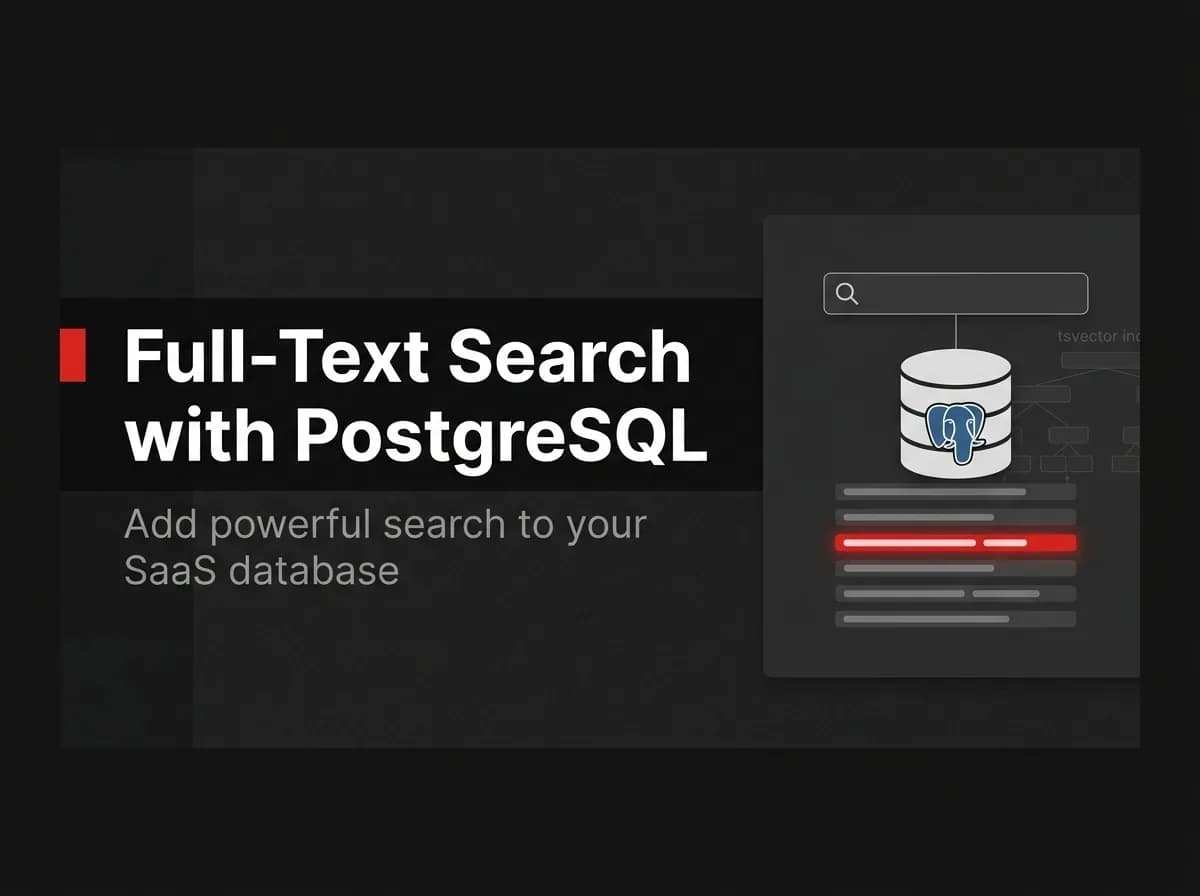 Search bar above a PostgreSQL database with highlighted results illustration.
