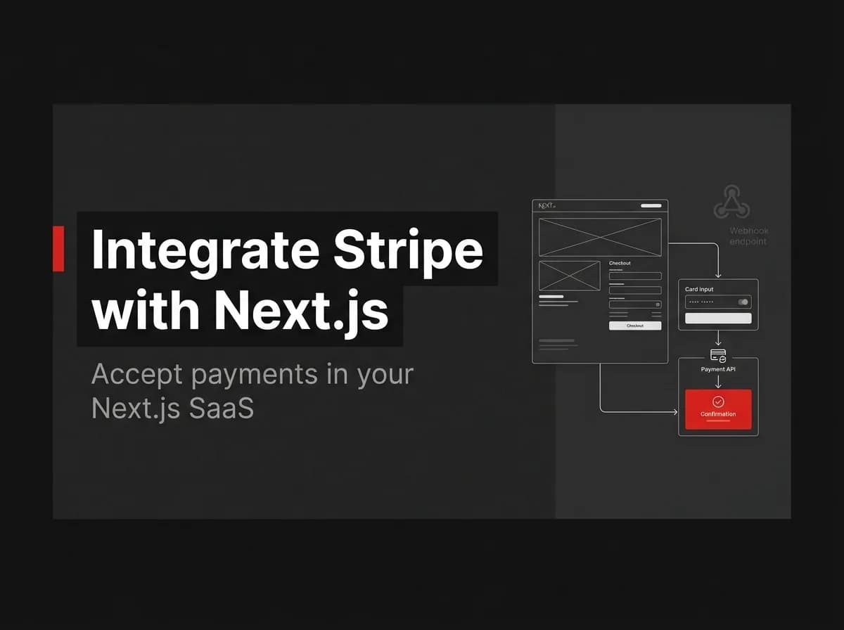Next.js checkout page connected to a payment processing flow illustration.