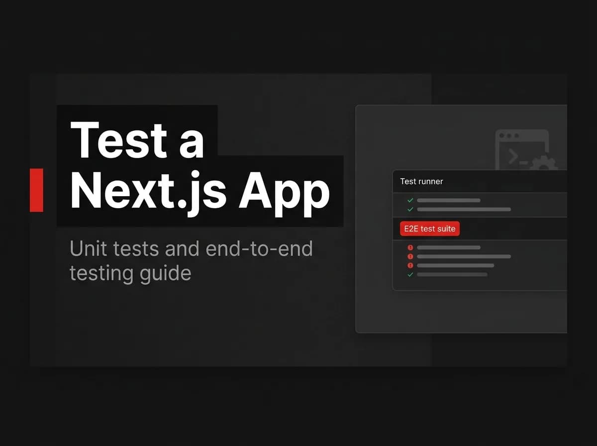 Test runner dashboard with unit and E2E test results illustration.