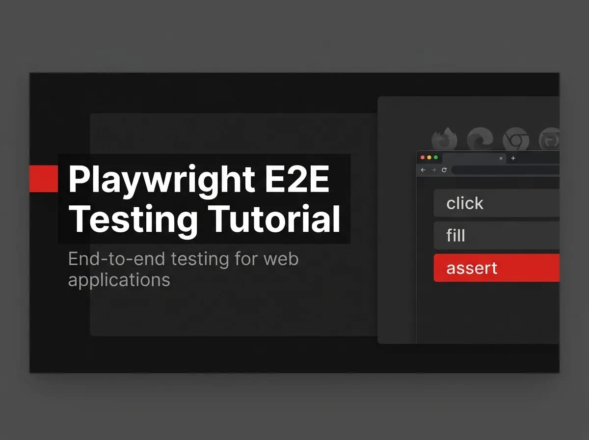 Automated browser running click, fill, and assert test steps illustration.