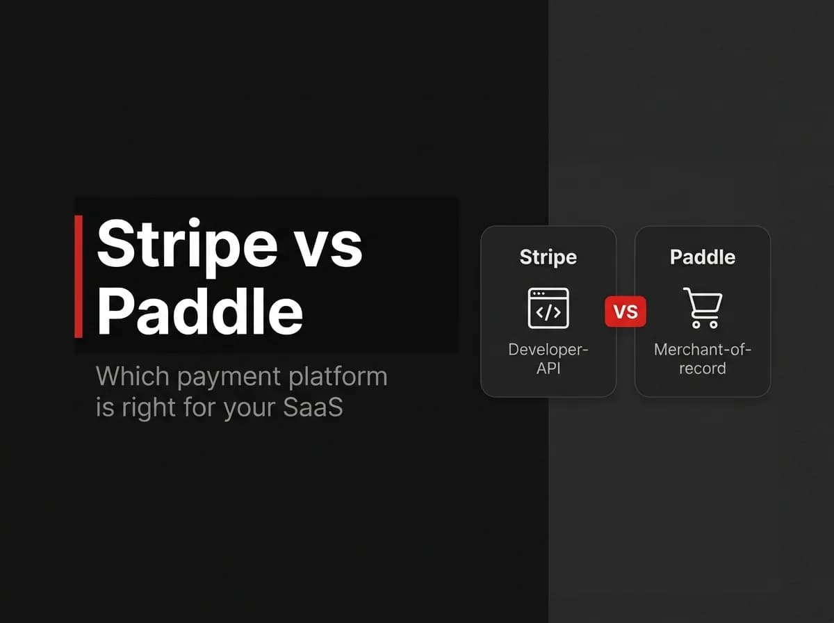Stripe and Paddle payment platform comparison illustration.