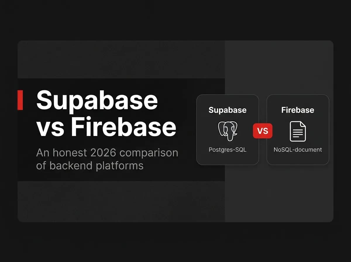 Supabase and Firebase backend platform comparison illustration.