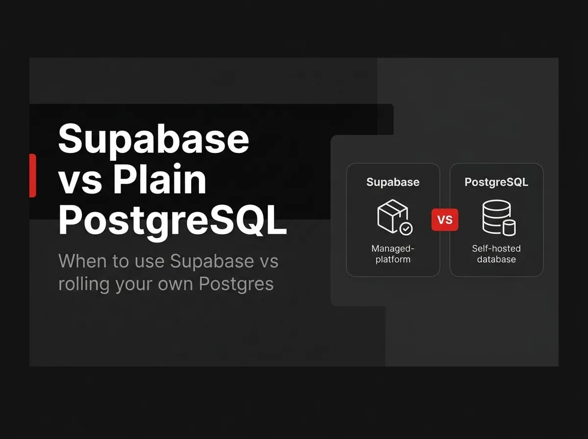 Supabase and self-hosted PostgreSQL comparison illustration.