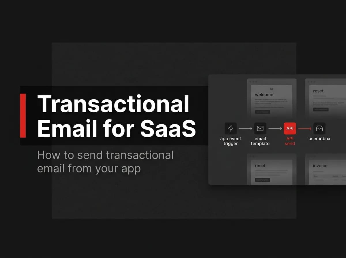 Email API flow from app trigger through template send to user inbox illustration.