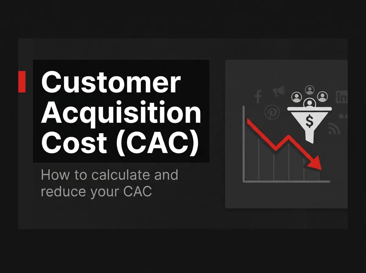 Downward-trending customer acquisition cost funnel chart illustration.